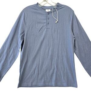Royal Class Blue Henley Shirt NEW Classic Long Sleeve Button Crew Tee Men Size S